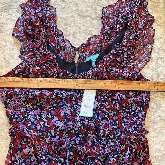 Draper James Blue and Red Ruffled Tiered Dress size 8, new with tags - Picture 7 of 11